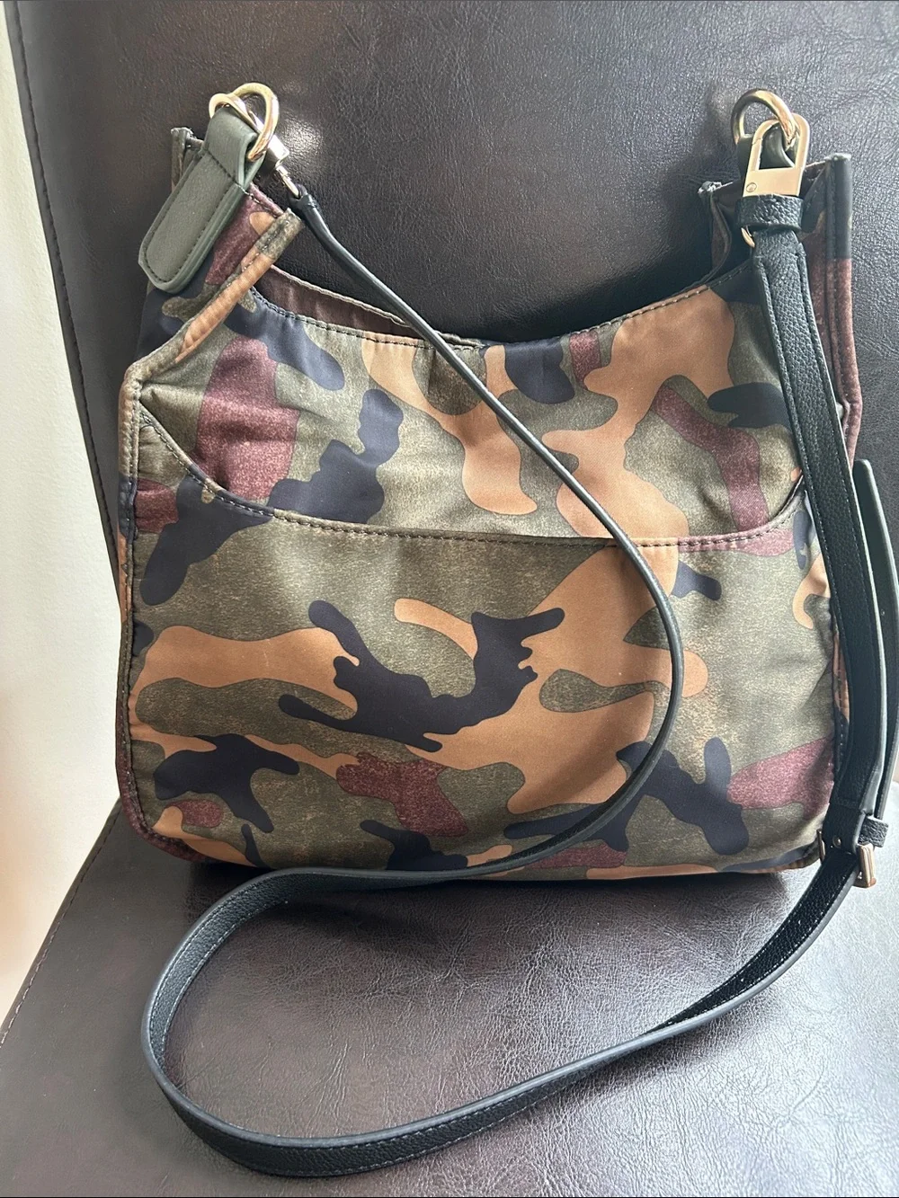 Camouflage Crossbody Shoulder Bag - Black Strap - unbranded